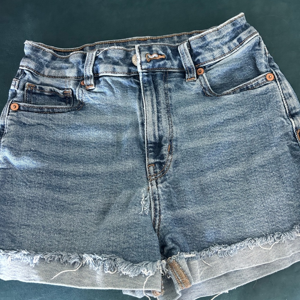 American Eagle Outfitters Blue Jean Shorts High-Waisted Distressed